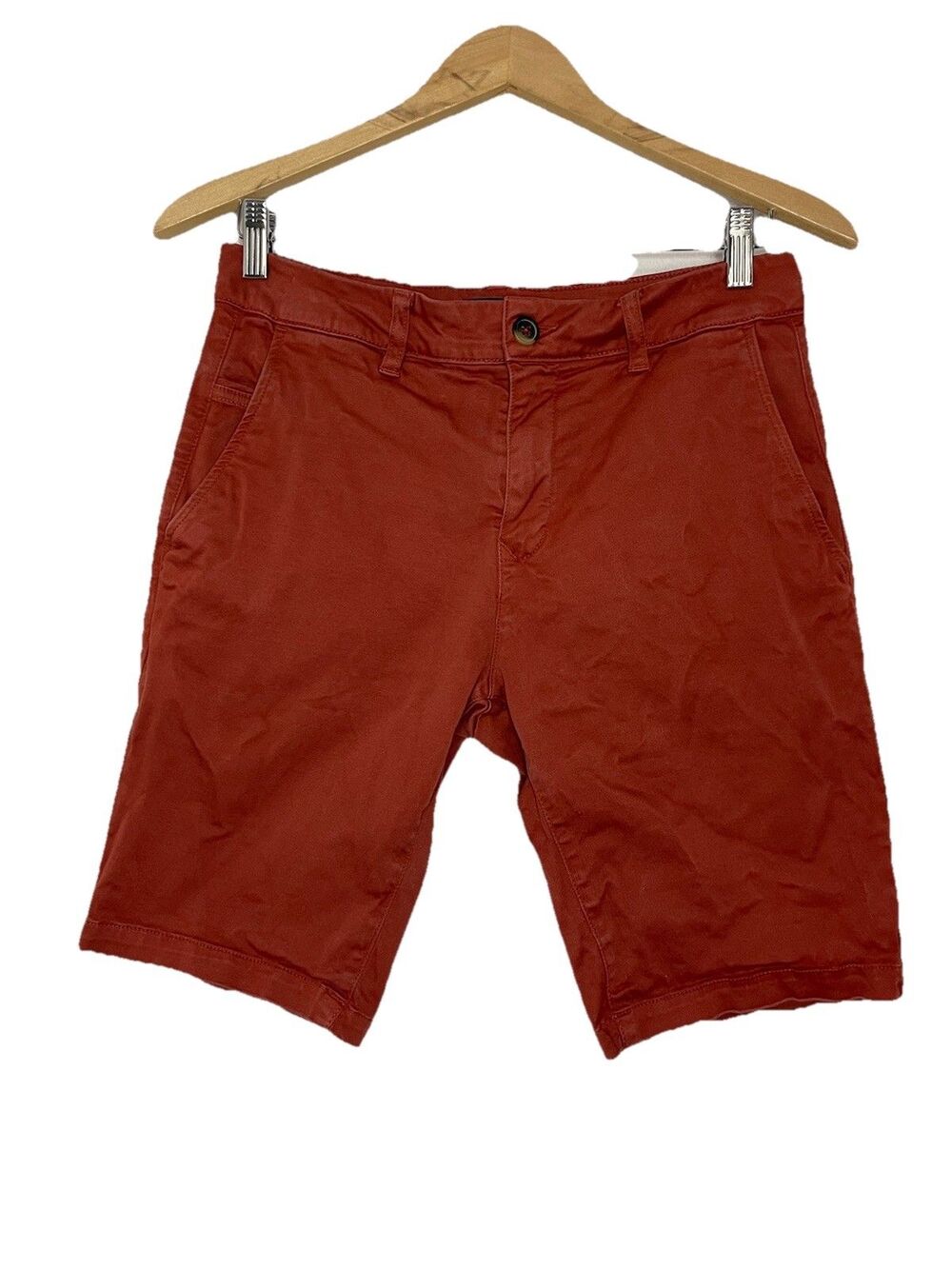 Chevignon Men's 30 Brick Red Chino Shorts Bermunda Casual Flat Front Cotton